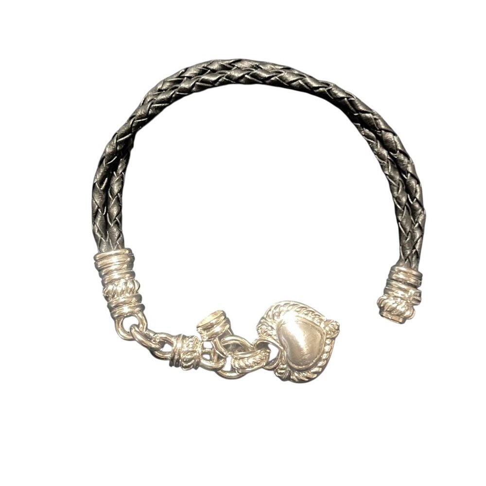 Judith Ripka Sterling Silver Crystal Leather Magnetic Bracelet - Picture 3 of 4